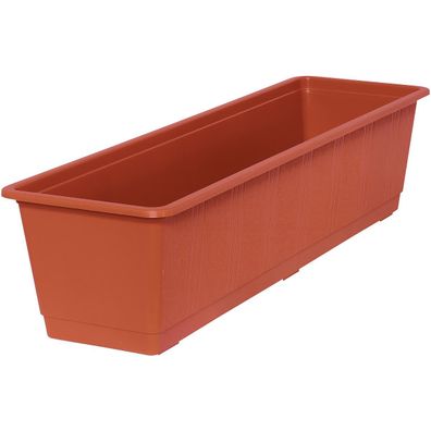 Geli Balkonkasten Standard Terracotta mit Holzstruktur 60 cm - Kunststoff