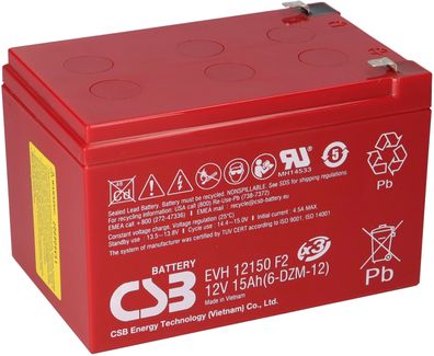 CSB Blei-Akku EVH 12150 F2 12V 15Ah Zyklenfest