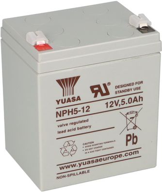 Yuasa Blei-Akku NPH5-12 Pb 12V / 5Ah Hochstromakku, Faston 6,3