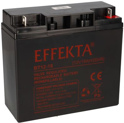 Effekta BT 12-18 Blei-Vlies Akku AGM VRLA 12V 18Ah