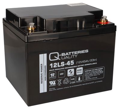 Q-Batteries 12LS-45 12V 45Ah Blei-Vlies-Akku / AGM VRLA mit VdS