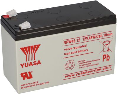 Yuasa Blei-Akku NPW45-12 Pb 12V / 8,5Ah Hochstrom, Faston 6,3