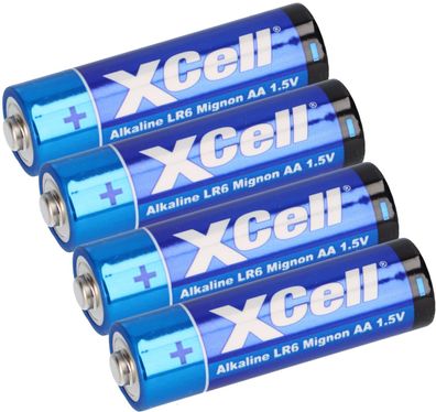 XCell 4er Folie AA LR6 Mignon Super Alkaline Batterie