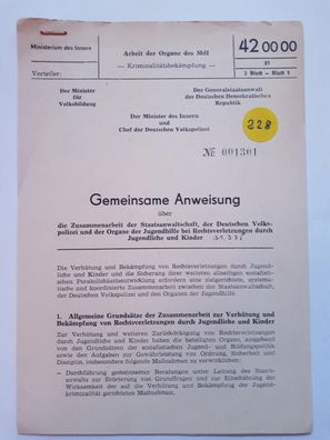 DDR MdI Gemeinsame Anweisung Zusammenarbeit der Staatsanwaltschaft, der DVP