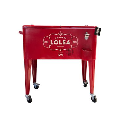 Lolea Kühler Outdoor Kühlbox auf Rädern Kühlschrank Kühltasche aus Metall Retro