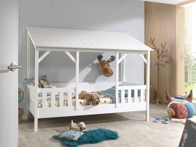 Set Hausbett+Lattenrost+Matratze Kinderbett 90x200 Kindermöbel Spielbett Weiss