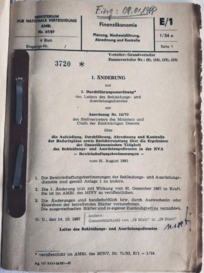 DDR NVA 1.Änderung zur 5. Durchführungsanordnung zur Anordnung Nr.14/73