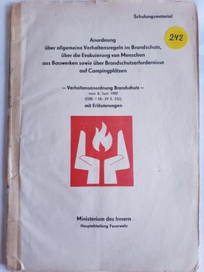 DDR MdI Anordnung über allgemeine Verhaltensregeln im Brandschutz