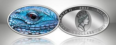 Niue 2 Dollar 1 Oz Silber Blue Iguana - XL-Ultra-High-Relief 2012