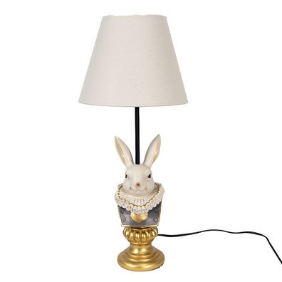 Clayre & Eef Tischlampe Kaninchen Ø 23x53 cm Beige Kunststoff