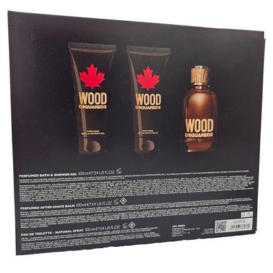 Dsquared2 Wood EDT 100 ml + Duschgel 100 ml + After Shave Balm 100 ml