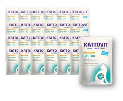 Kattovit ¦ Gastro - mit Huhn & Reis - 24 x 85g ¦ Diät-Nassfutter für ausgewachsene