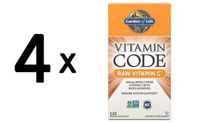 4 x Vitamin Code RAW Vitamin C, 500mg - 120 vcaps