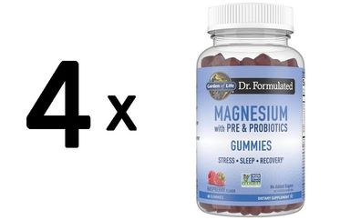 4 x Dr. Formulated Magnesium with Pre & Probiotics Gummies, Raspberry - 60 gummies