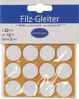 Filzgleiter 22mm Filz weiß selbstkl