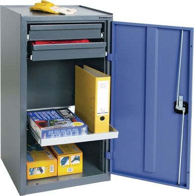 Werkzeug-/Beistellschrank H1000xB500xT500mm 2 Schubl.,1 BD grau/blau NCS PROMAT