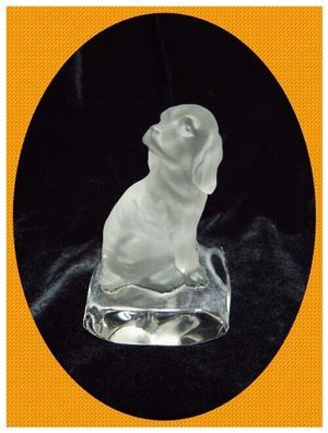 Goebel Crystal Collection Hund Spaniel Glas Kristall Bleikristall Figur Sockel w. NEU