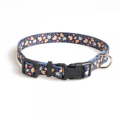 1 Stück Haustierhalsband - schwarze kleine Blume 2,0 * 45 cm