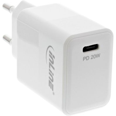 InLine® 31500C USB PD Netzteil Ladegerät Single USB Typ-C, Power Delivery, 20W, weiß