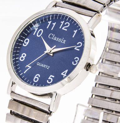 Damenuhr Classix mit Zugband silber blau