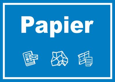 Papier Mülltrennung Schild Text Symbol Karton waagerecht