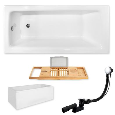 Badewanne Rechteck 110x70 TALIA + AcrylSchürze + Bambus Ablage | Ablauf & Füße GRATIS