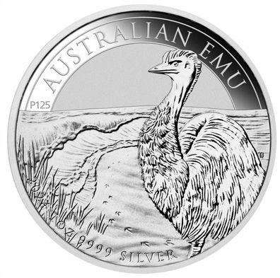 Silbermünze Emu 2024 1oz Australischer Emu Australien 999,9 Silber Münze ST 1$