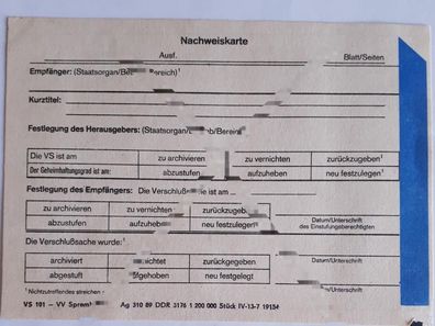 DDR MdI Nachweiskarte