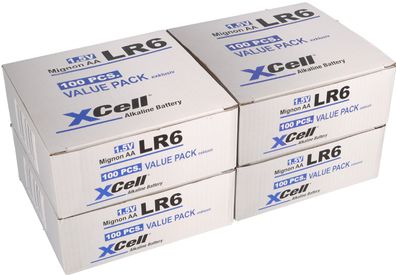 400x XCell AA LR6 Mignon Super Alkaline Batterie