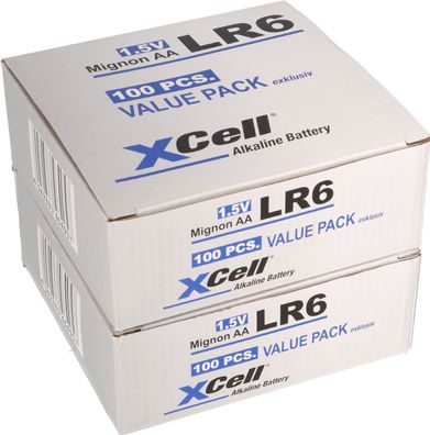 200x XCell AA LR6 Mignon Super Alkaline Batterie