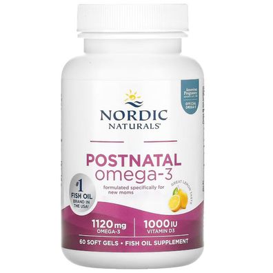 Nordic Naturals, Postnatales Omega-3, Zitrone, 560mg, 60 Weichkapseln