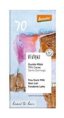 Vivani 3x Dunkle Milch 70 % Cacao Santo Domingo 90g