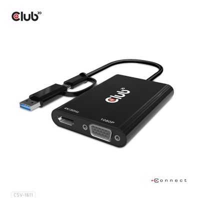 Club 3D CSV-1611 Club3D Adapter USB Typ C/A > HDMI / VGA St/Bu retail