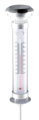 Grundig Solar Light LED Garten Solarleuchte 89640 Thermometer silber