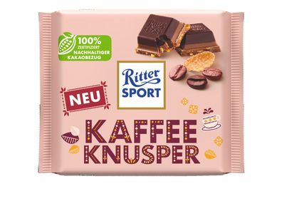 Ritter Sport Kaffee Knusper Halbbitterschokolade Kakao Kaffee 100g