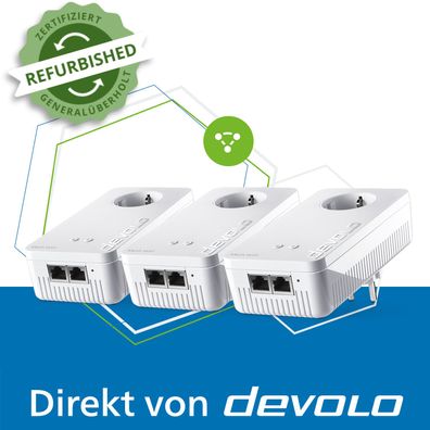 devolo Mesh WLAN 2 Multiroom Kit Powerline WLAN Verstärker 3x Adapter