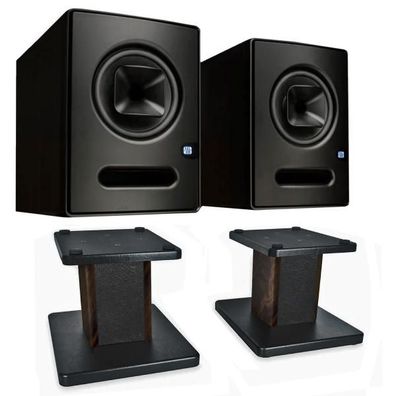 Presonus Studio-Monitor Sceptre S8 1 Paar mit Boxenständer Walnuss