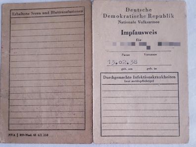 DDR NVA Impfausweis