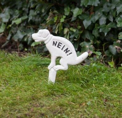 Hundeschild NEIN " Verbotsschild HUNDE HUND NO DOG SCHILD Gusseisen WEIß HB18