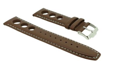 Jacques Lemans Serie 200 | Uhrenarmband Leder braun Lochmuster 1-2041D