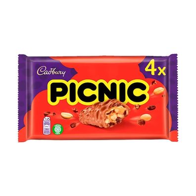 Cadbury Picnic Riegel mit Erdnüssen Rosinen und Karamell 152g