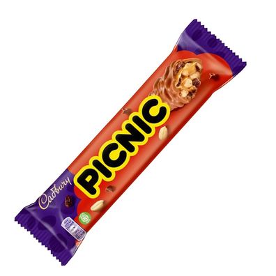 Cadbury Picnic Riegel mit Erdnüssen Rosinen und Karamell 48g