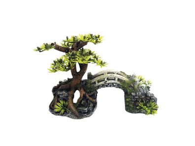 Nobby Aqua Ornaments "BRueCKE MIT BONSAI" mit Pflanzen20,3 x 9,0 x 14,0 cm