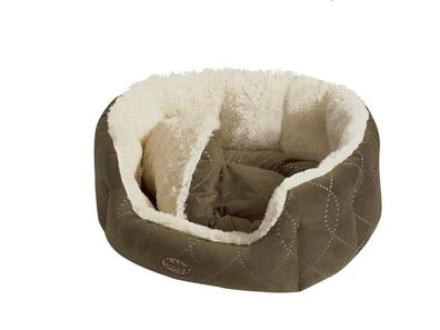 Nobby Komfort Bett oval "CENO"beige / braun 65 x 57 x 22 cm Hund K?rbchen