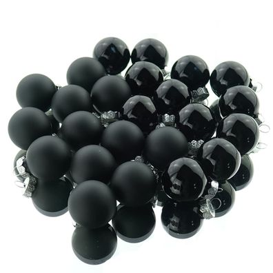 Weihnachts-Micro-Kugeln Black schwarz Ø 2,5 cm aus Glas - 24er Set