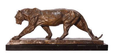 Bronzen sculptuur van een panter