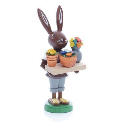 Osterfigur Hase mit Blumen Höhe ca 9 cm NEU Osterhasenfigur Osterdeko Ostern