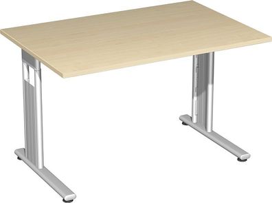 Gera Schreibtisch Bürotisch C Fuß Flex 1200x800x720mm ahorn buche lichtgrau weiß