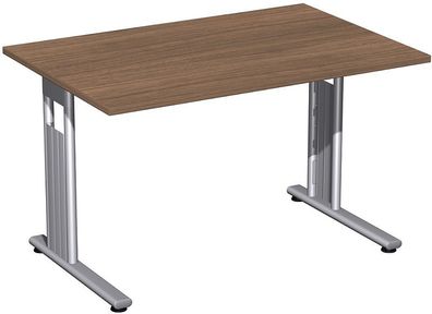 Gera Schreibtisch Bürotisch C Fuß Flex 1200x800x720mm onyx, nussbaum