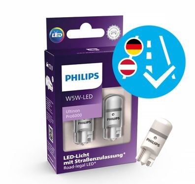 Philips LED Ultinon Pro6000 W5W LED mit Straßenzulassung* 6000K